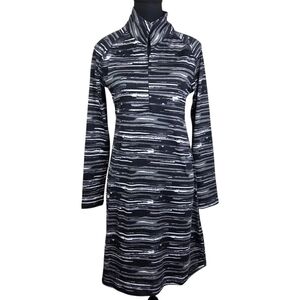 Soybu Black and Gray Striped Long Sleeve Dress Size Small